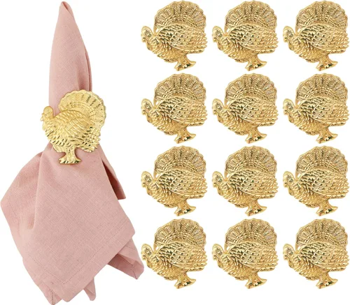 Miniatura 11 de ALPHA Living HOME Juego de 12 servilleteros de pavo y pájaros, soportes de metal modernos de alta calidad para elegantes ajustes de mesa, perfectos