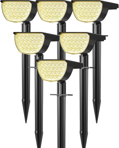 Miniatura 12 de GKGG Luces solares para exteriores, impermeables, IP65, 76 LED, 3 modos de iluminación, focos solares para exteriores, patio, jardín, paisaje