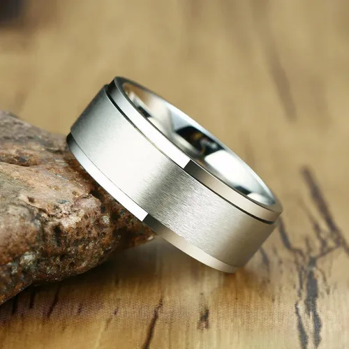 Miniatura 4 de Anillos giratorios para la ansiedad para hombre, de 0.315 in, de acero inoxidable, para hombres y mujeres, alivio de la ansiedad, acabado cepillado