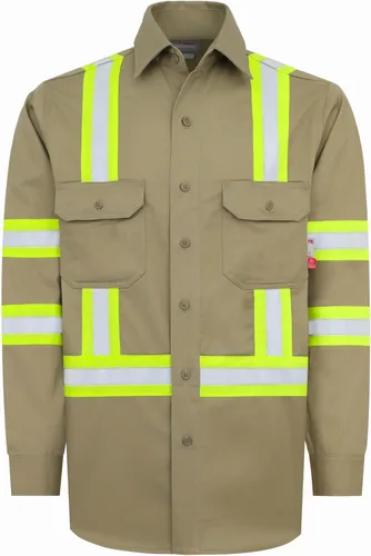 Miniatura 9 de Camisa de trabajo resistente al fuego Titicaca FR Camisa resistente al fuego para hombres de algodón 7.5oz camisa de soldadura Gris