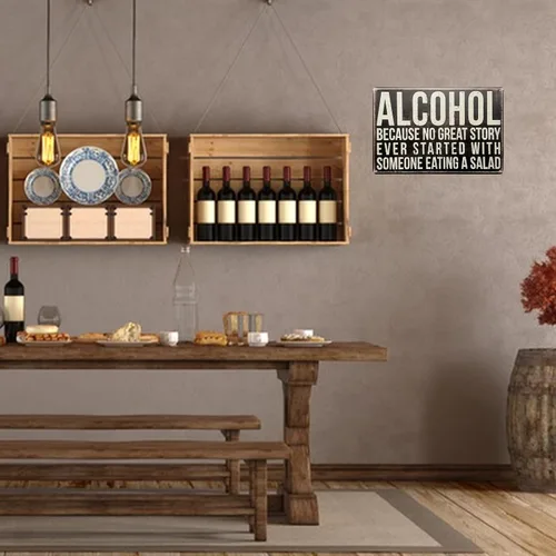 Miniatura 6 de Letrero de metal de hojalata, placa decorativa de pared de 12 x 8 pulgadas, placa de pared con cita de alcohol, "Porque Ninguna Gran Historia Jamás