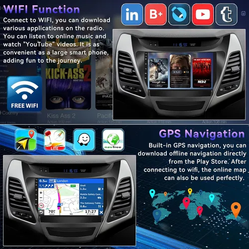 Miniatura 4 de [HiFi Audio] 2+64G Android Car Stereo para Hyundai Elantra 2014-2016 Wireless Apple Carplay Android Auto 9 pulgadas Pantalla táctil Navegación