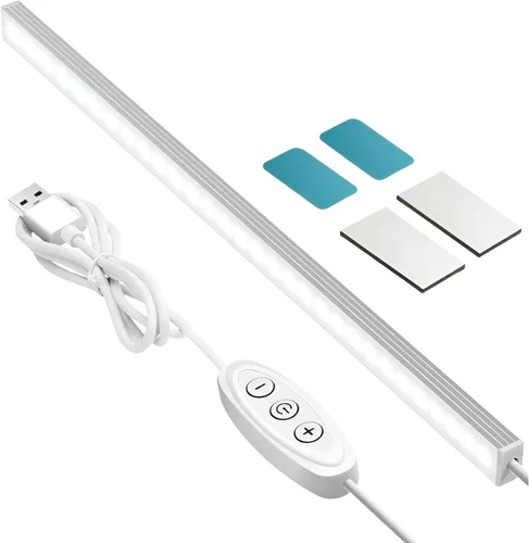 GLVSAE Iluminación para debajo del gabinete, barra de luz enchufable de 12 pulgadas, luces de teclado LED, luz blanca fría de 6000 K, barra de luz