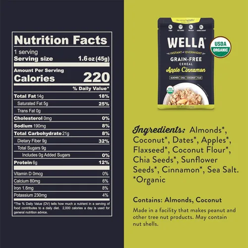 Miniatura 2 de Wella Cereal de Avena Alternativa, Cereal Caliente para el Desayuno Sin Gluten, Sin Granos Paleo Orgánico Vegano Alto en Proteínas Superalimento a