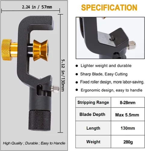 Miniatura 2 de 8-28.6MM Pelacables de Cable - Cuchillo de Pelar Cables de Fibra Blindada FTTH, Cortador Radial, Herramientas de Ranura para Pelar Fundas de Cables
