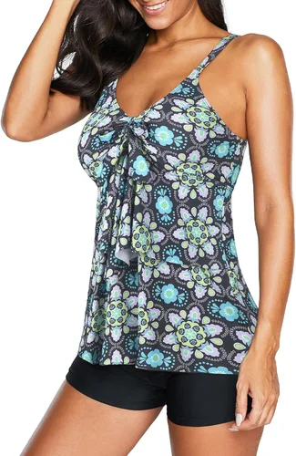 Miniatura 4 de American Trends Trajes de baño de dos piezas para mujer, tankini de talla grande, con control de abdomen