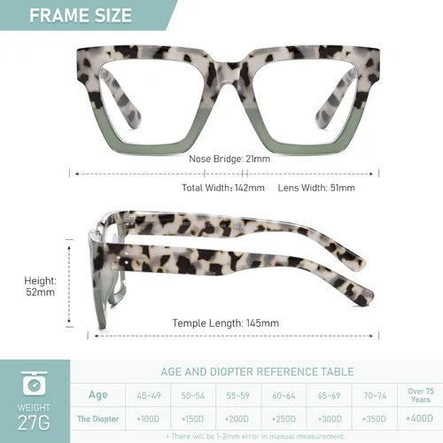 Miniatura 3 de Gafas de Lectura de Gran Tamaño para Mujer, Estilo Oprah, con Bloqueo de Luz Azul, para Computadora, Diseño Cuadrado, Marco Grande