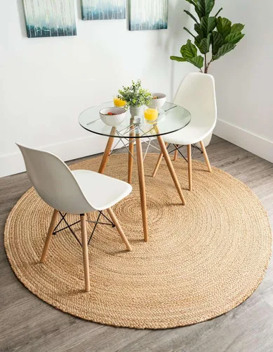 Vipanth - Alfombra de yute natural trenzada a mano, redonda, hecha a mano para decoración del hogar (2 pies redondos (24 x 24 pulgadas), color beige