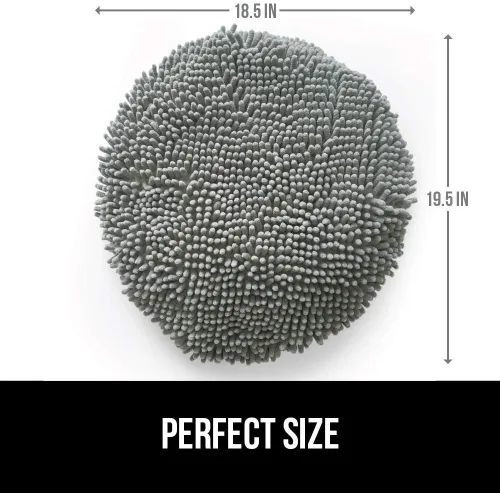 Gorilla Grip Alfombra de baño de felpilla y tapa de inodoro, ambos en color gris, tamaño de la alfombra de baño 30 x 20 pulgadas, tamaño de la tapa