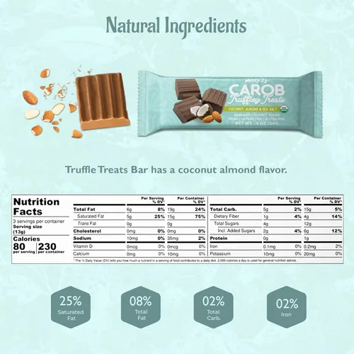 Miniatura 2 de Missy J's Trufa de algarroba de coco y almendra de 1.38 onzas, paquete de 3 unidades, algarroba hecha con azúcar de coco, vegano sin gluten