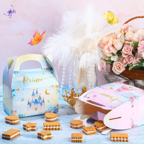 Miniatura 2 de Caja de regalo Nezyo Princesa y Príncipe - Cajas de regalo de cartón con corona rosa y azul para cumpleaños de niño o niña