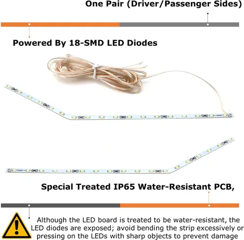 Miniatura 2 de iJDMTOY Kit de iluminación de fondo LED amarillo ámbar compatible con Ford F250 F350 F450 Super Duty 2017-2021 emblema cromado de guardabarros