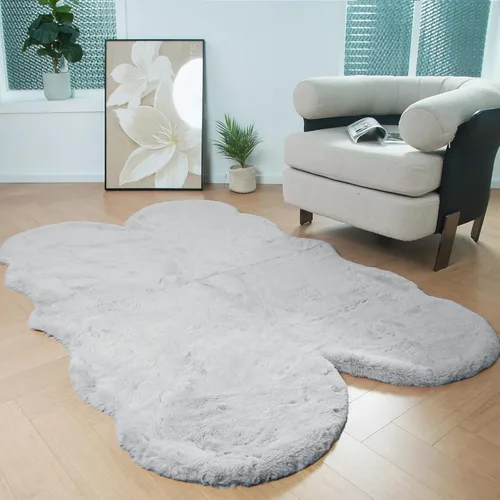 Miniatura 16 de Latepis Alfombra Pequeña Negra Esponjosa 2x3 pies Manta de Piel Sintética de Conejo Alfombra Suave Lavable Alfombras Peludas Shag para Dormitorio