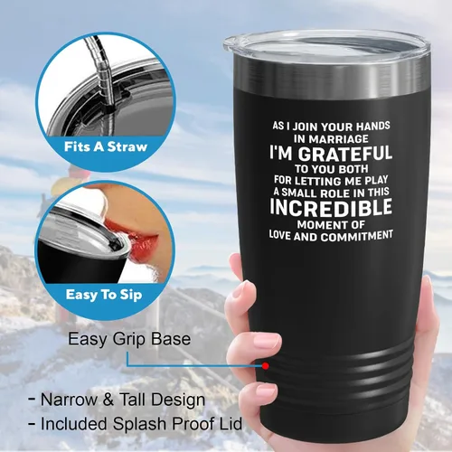 Miniatura 4 de Bride Gift from Officiant Tumbler 20oz Black -Hands Marriage - Bridal Shower Bride To Be Bachelorette Party Newlywed Wedding Officiant Brother