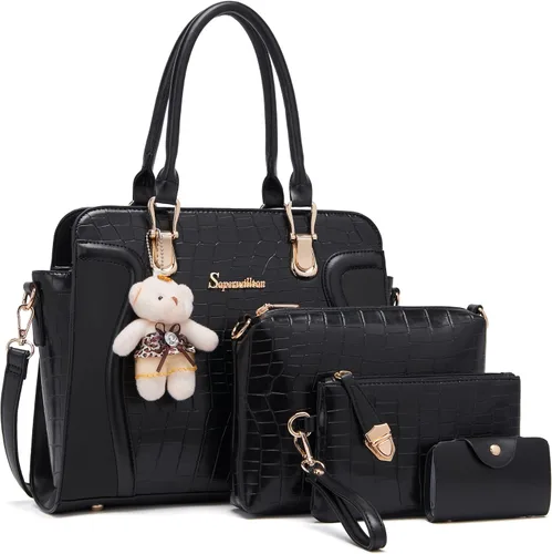 Miniatura 41 de Bolsos de mano de moda para mujer, bolsa de hombro, asa superior, bolsa de mano, juego de 4 piezas