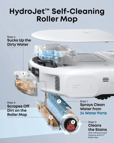 Miniatura 2 de eufy C28 - Combo de aspiradora y trapeador robot blanco 2026, succión de 15,000 Pa, mopa con rodillo autolimpiante HydroJet, mejorado desde X10 Pro