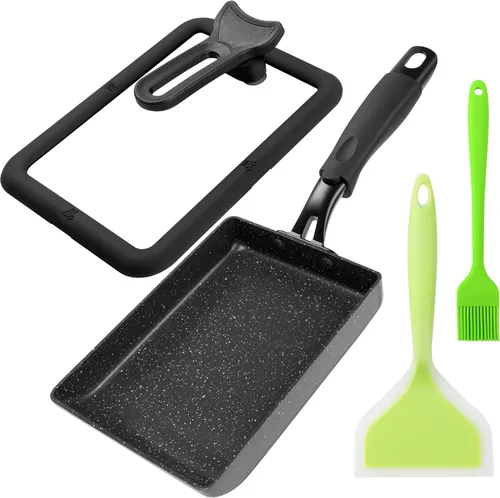 MyLifeUNIT Tamagoyaki - Sartén con tapa, sartén japonesa para estufa de gas y estufa eléctrica, sartén cuadrada antiadherente para huevos de 7.3 x