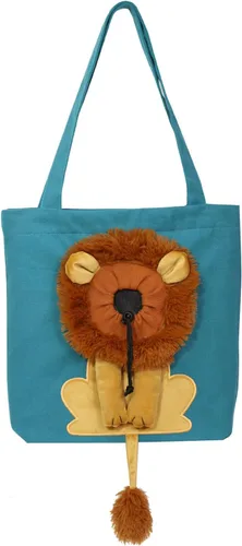 Miniatura 11 de Bolsa de hombro de lona para mascotas, lindo transportador de perros pequeños en forma de león, bolsa portátil para mascotas para perros y gatos