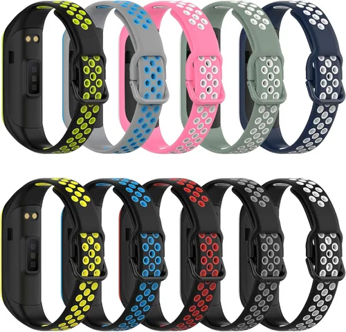 Bandas compatibles con Samsung Galaxy Fit 2 pulseras de silicona de dos tonos de silicona colorida transpirable para Galaxy Fit 2 SM-R220 Fitness