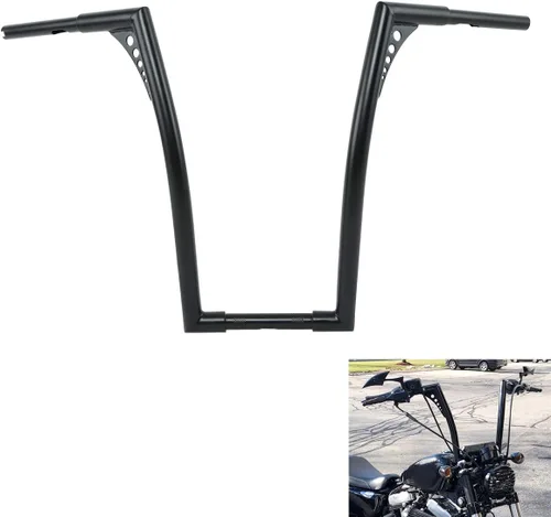 Miniatura 12 de XFMT - Manubrio de motocicleta color negro de 10" de elevación Batwing APE con colgadores de 1-1/4" para Harley Sportster XL Softail Dyna Road King