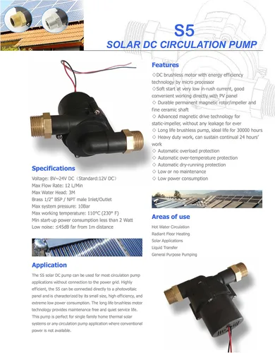 Miniatura 5 de Bombas solares de agua caliente de 12 V CC: pueden manejar temperaturas de hasta 230 °F y presiones de hasta 145 PSI. Con motor de CC ECM trifásico