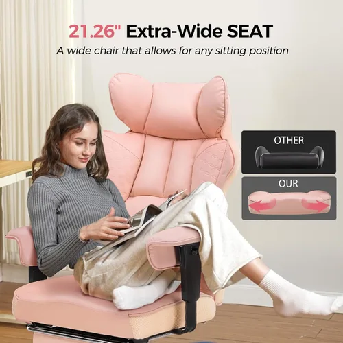 Miniatura 6 de COMHOMA Silla de oficina de escritorio, sillas de oficina grandes y altas, sillas ergonómicas para juegos con asiento ancho, silla de respaldo alto