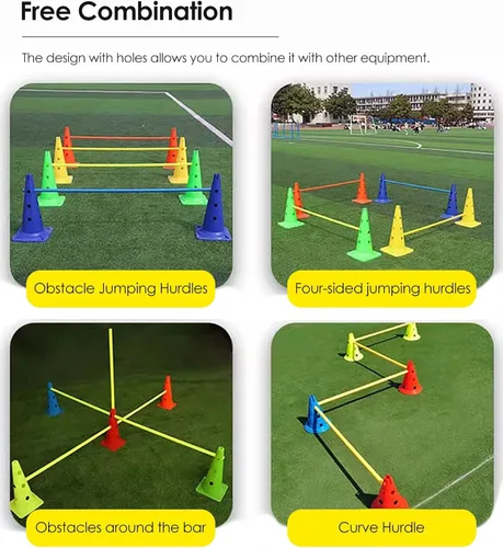 Miniatura 7 de YXXSDP Juego de conos de obstáculos profesionales, conos de entrenamiento ajustables y postes de agilidad, equipo de práctica multideportivo