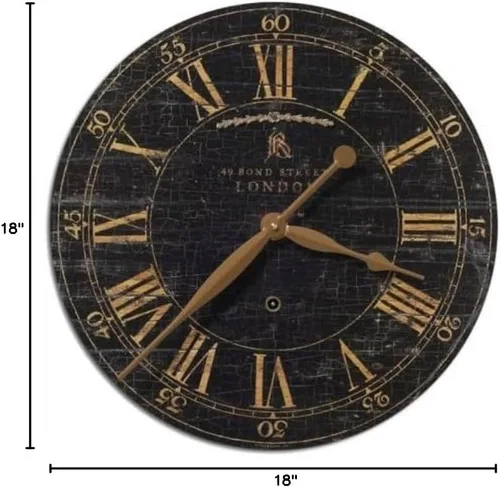Miniatura 2 de Uttermost Bond Street Reloj de pared redondo negro de 18 pulgadas de ancho