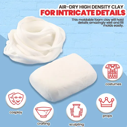 Miniatura 6 de Arcilla de espuma moldeable para cosplay de 3.3 libras (blanco), alta densidad y calidad para diseños intrincados, se seca al aire, para cortar