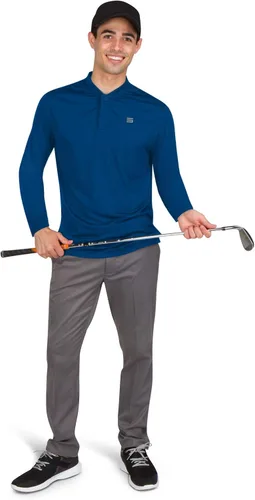 Miniatura 4 de Mens Dry Fit Long Sleeve Collarless Golf Shirt, Quick Dry Polos, Stretch Fabric