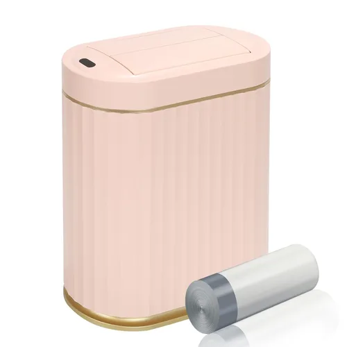 ELPHECO - Cubo de basura de baño con tapa de mariposa, basurero con sensor de movimiento para baño, decoraciones de baño, cubo de basura automático,