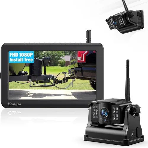 Cámara de respaldo inalámbrica magnética eRapta: 5” portátil, instalación gratuita de 1 minuto - Cámara de respaldo para remolque con FHD1080P,