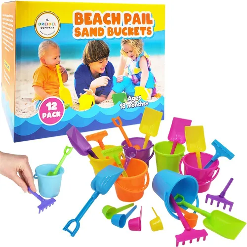 Miniatura 2 de 12 mini juegos de playa, el juego incluye 1 cubo de arena, 1 pala, 1 rastrillo y 1 cuchara, golosinas de cumpleaños para niños y niñas, recuerdos