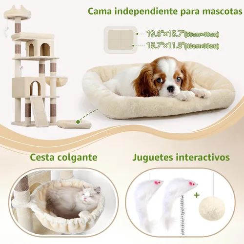 Miniatura 4 de Globlazer Árboles para Gatos de Servicio Pesado para Gatos Grandes, Árbol para Gatos Maine Coon Resistente de 72 pulgadas para Gatos Grandes de 20+
