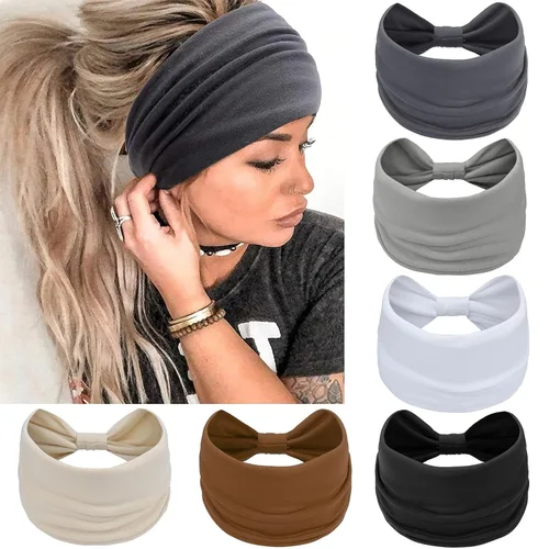 Miniatura 26 de Awumbuk Diademas anchas para mujeres anudadas antideslizantes bandas para la cabeza suaves diadema turbante accesorios para el cabello boho africano