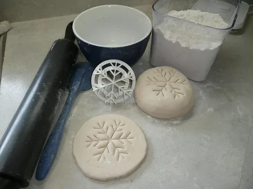 Miniatura 5 de YNGLLC Sello de pan dulce mexicano con patrón de copos de nieve, hecho en Estados Unidos, PR4396, color blanco