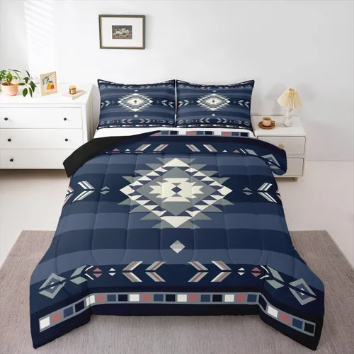 Miniatura 14 de Feelyou Juego de edredón geométrico del suroeste para niños y niñas, edredón nativo del suroeste, tamaño individual, juego de ropa de cama