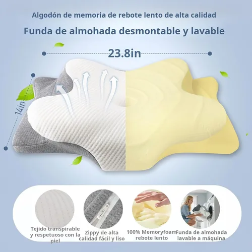 Miniatura 4 de Almohada cervical para cuello y hombros, almohadas ergonómicas de apoyo para el cuello para dormir con alivio del dolor, almohada de espuma Gris