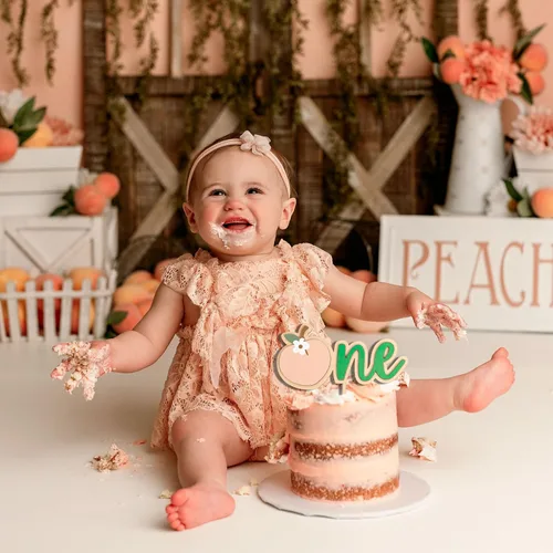 Miniatura 5 de Peach One - Decoración de pastel de madera con temática de durazno, decoración de primera fiesta de cumpleaños, suministros de fiesta de dulce