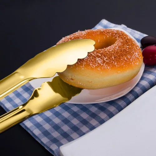 Miniatura 2 de 4 pinzas doradas para servir, utensilios de servir de acero inoxidable de 9 pulgadas, para ensaladas, bufé, aperitivos, postres, para fiestas