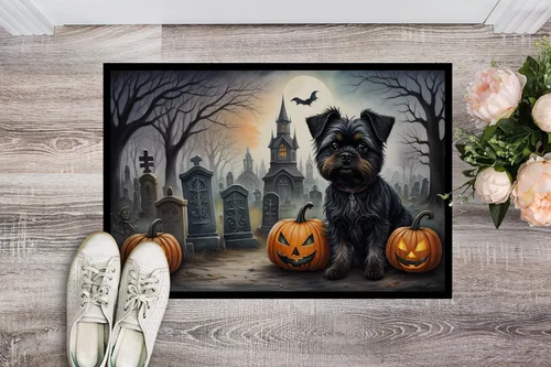 Miniatura 2 de Caroline's Treasures DAC2001MAT Affenpinscher - Tapete espeluznante de Halloween de 18 x 27 pulgadas, tapete para puerta delantera