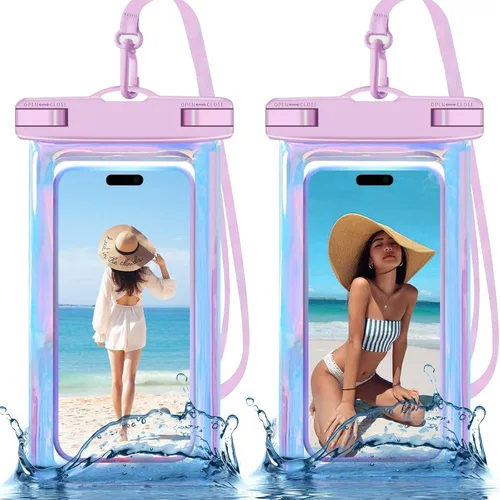 Miniatura 16 de Paquete de 5 bolsas impermeables universales para teléfono de hasta 8.3 pulgadas, bolsa seca impermeable para teléfono, nivel de protección: IP68