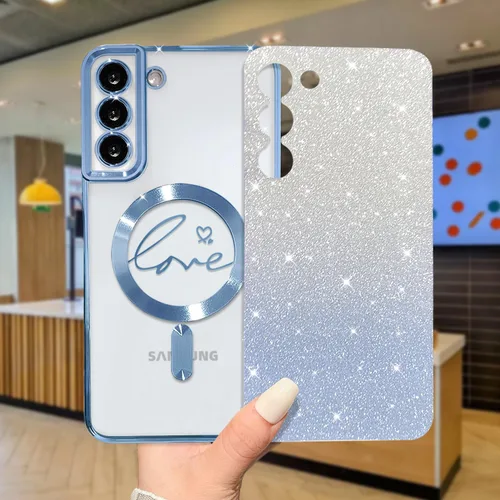 Miniatura 132 de ZONRW - Funda para Samsung Galaxy S22 Ultra magnética, para mujeres y niñas, cubierta trasera suave, lujosa, con corazón de amor, bling, degradado