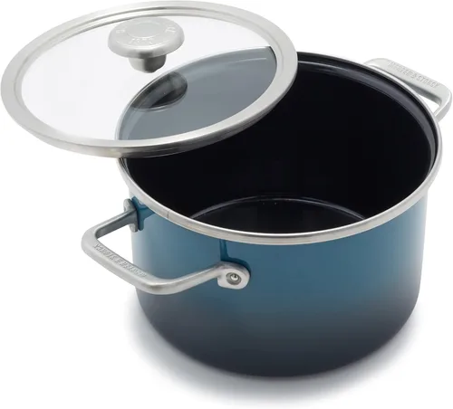 Miniatura 14 de Merten & Storck Utensilios de cocina esmaltados con núcleo de acero hecho a mano europea, sartén de 3 cuartos de galón con tapa, inducción, sin PFAS