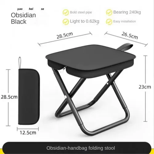 Miniatura 3 de Taburete plegable portátil, pequeño taburete portátil para adultos, pesca, senderismo, jardinería y playa con bolsa de transporte, soporta hasta 265