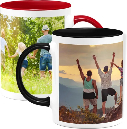 Taza de café con foto personalizada, 11 onzas, color negro, con imagen envolvente, texto, taza de cerámica personalizada con imagen, taza