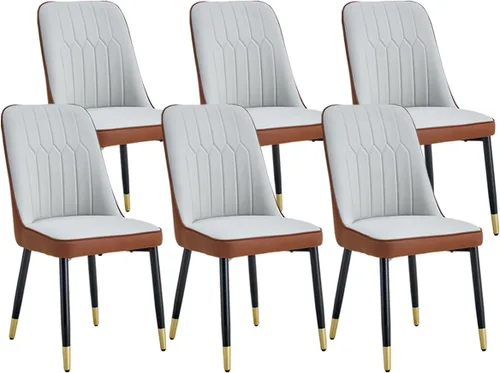 Miniatura 26 de Juego de 2 sillas de comedor modernas, sillas de comedor de piel sintética con cojín grueso y patas de metal, sillas de cocina negras para comedor
