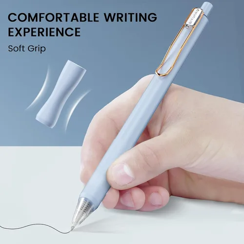 Miniatura 7 de Bolígrafos de gel - Tinta negra 4 piezas 0.5 mm de punta fina, pluma de escritura suave, suministros para oficina, escuela y diario (negro)