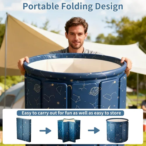Miniatura 7 de Bañera portátil plegable y fría, gran bañera portátil y fría para el hogar, al aire libre, gimnasios, bañera plegable para ducha (77 galones)