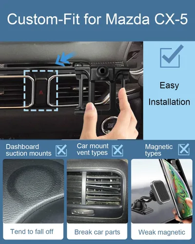 Miniatura 2 de oricarmes Soporte para teléfono Mazda CX-5, ajuste personalizado 2017-presente, compatible con todos los teléfonos celulares